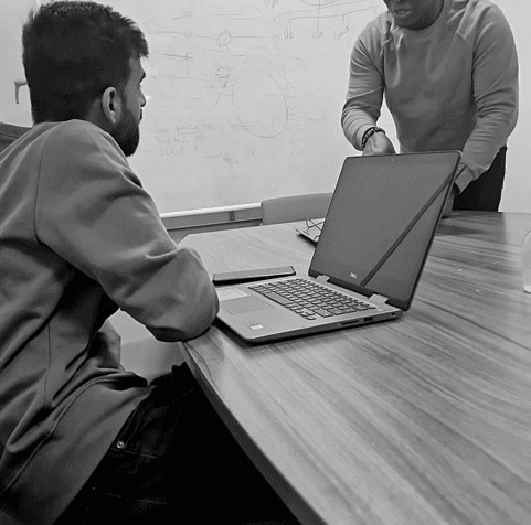 Team members in discussion