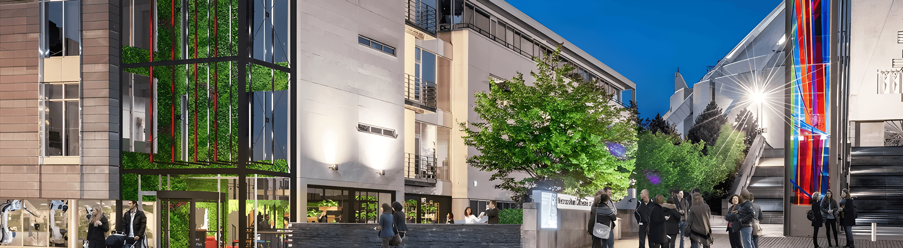 Modern building architecture at dusk